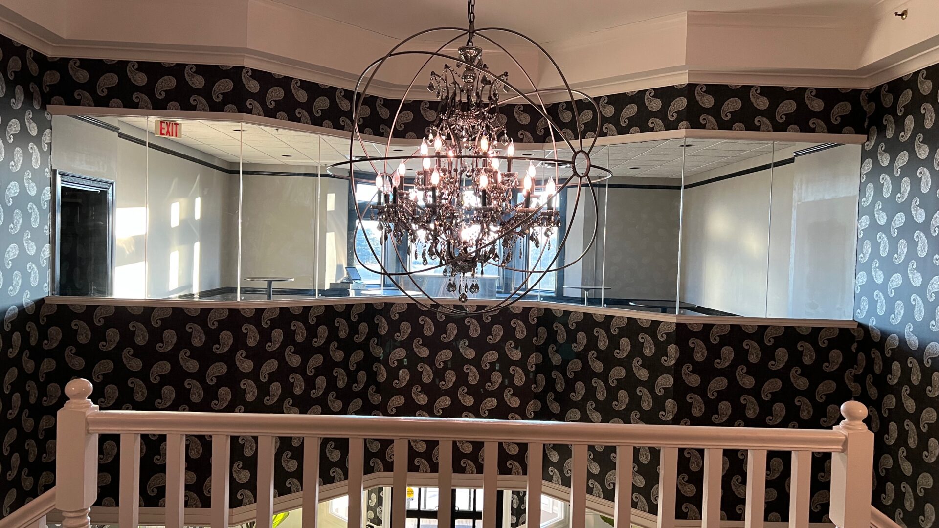 Chandelier in the high ceiling grand entrance.